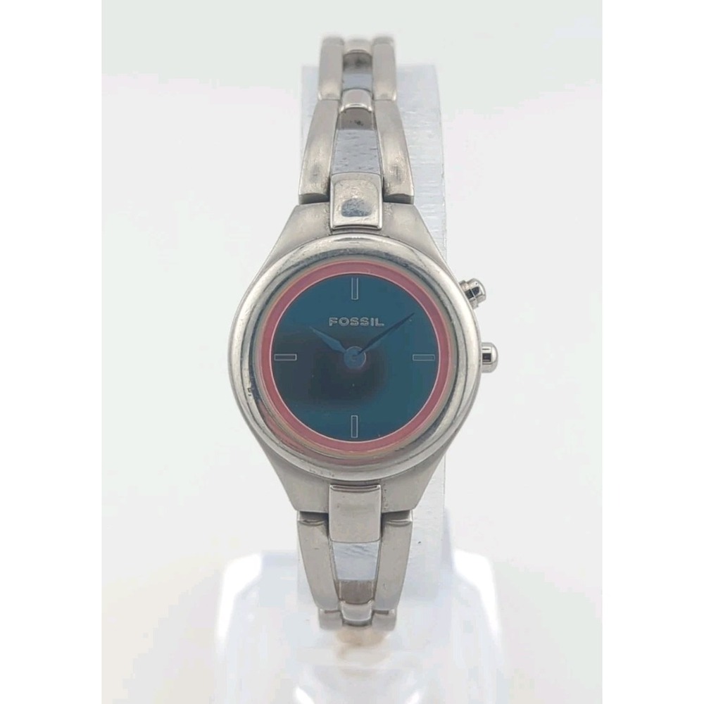 Womens Fossil Big Tic Stainless Steel Watch ES-9650 - 6-3/4" Wrist - New Battery